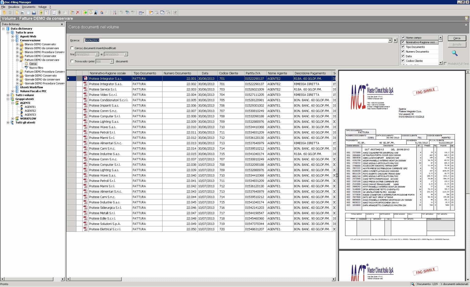 Software gestione documentale, DFM ricerca standard